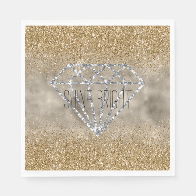 Gold Glitter Silver Diamond Shine Bright Napkins (Front)