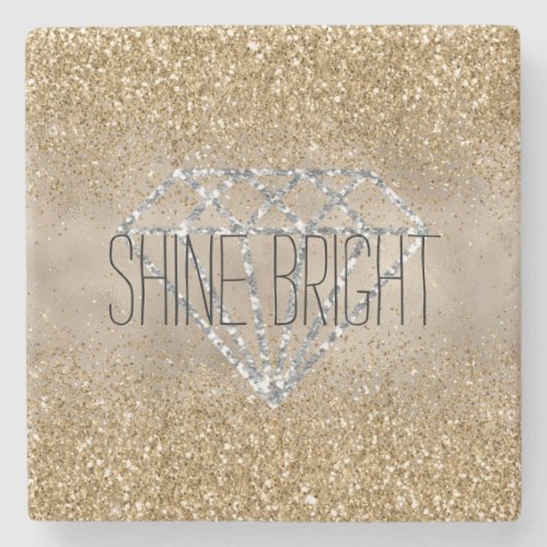 Gold Glitter Silver Diamond Shine Bright Stone Coaster