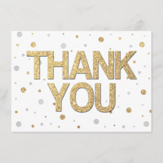 Gold Glitter Silver Foil Print Confetti Thank You