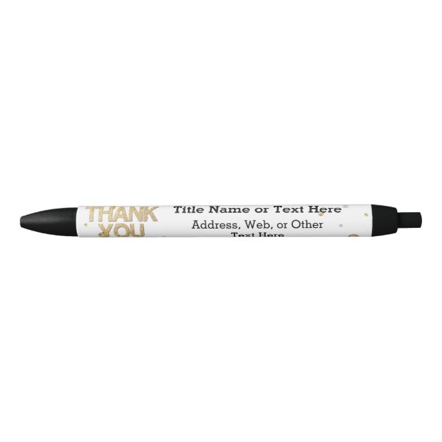 Gold Glitter Silver Foil Print Confetti Thank You Pen (Front)