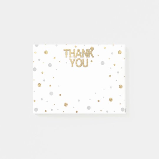 gold glitter silver foil print confetti thank you post it notes