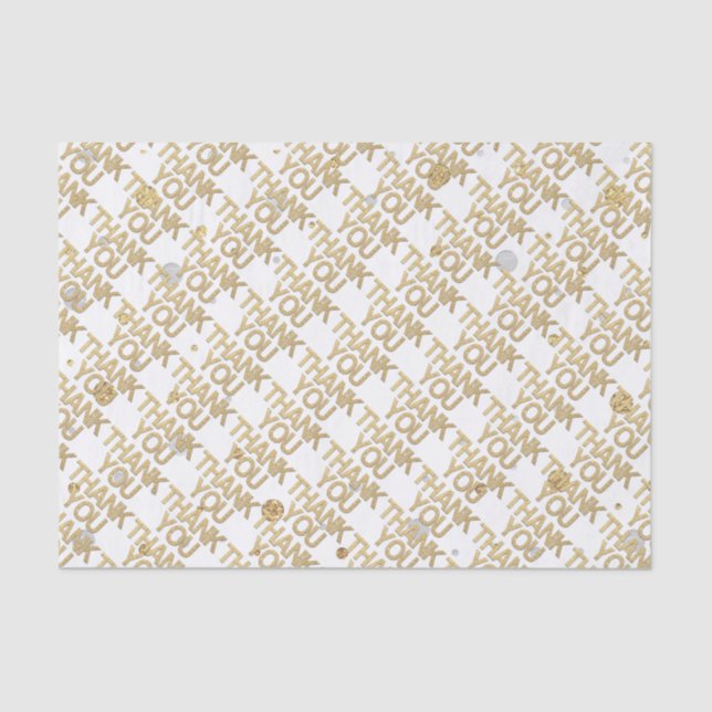 Gold Glitter Silver Foil Print Confetti Thank You Tissue Paper (Front)