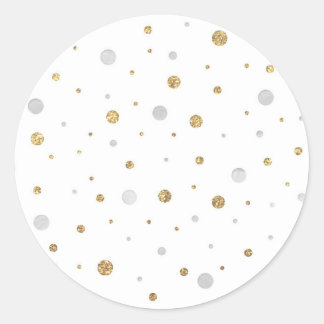 Gold Glitter Silver Foil Printed Confetti Classic Round Sticker