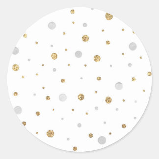 Gold Glitter Silver Foil Printed Confetti Classic Round Sticker