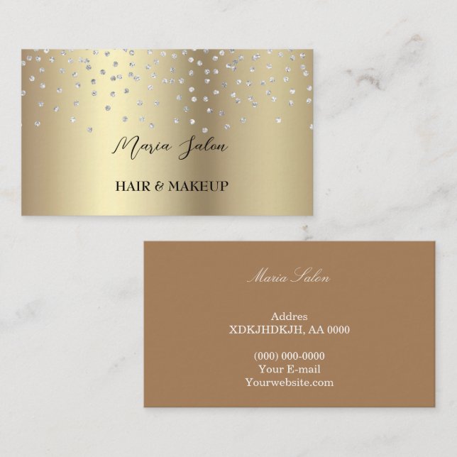 Gold  glitter Silver  watercolor Business Card (Front/Back)