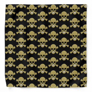 Gold Glitter Skull And Crossbones Bandana