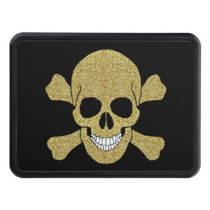 Gold Glitter Skull And Crossbones Hitch Cover