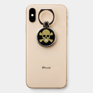 Gold Glitter Skull And Crossbones Phone Ring Stand