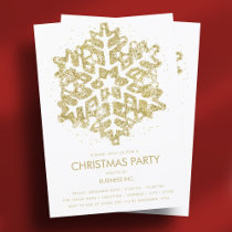 Gold Glitter Snowflake Christmas Party  Invitation