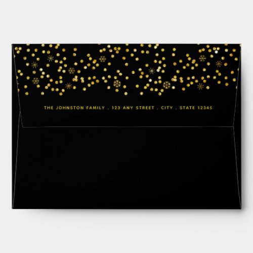 Gold glitter snowflake dots custom pre_addressed envelope