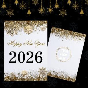  Gold Glitter Snowflake New Year logo company  Card