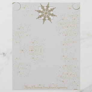 Gold Glitter Snowflake on Winter White Background