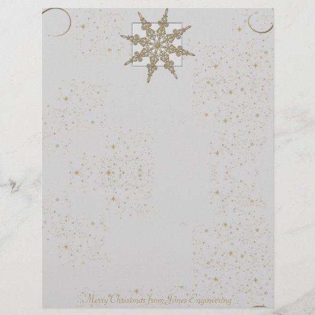 Gold Glitter Snowflake on Winter White Background (Front)