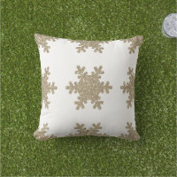 Gold Glitter Snowflake Pattern White Christmas