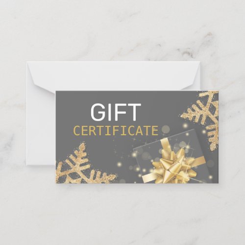 Gold Glitter Snowflakes Black Gift Box Gift Card