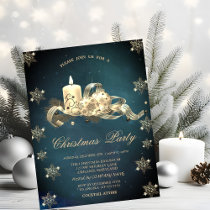 Gold Glitter Snowflakes Candle Balls Christmas  Invitation