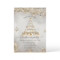 Gold Glitter Snowflakes,Christmas Tree Lights Invitation