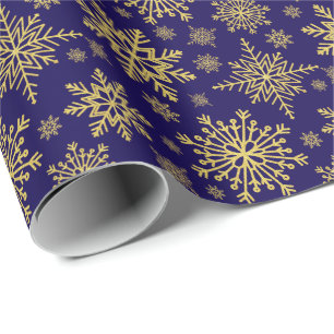 Gold Glitter Snowflakes Wrapping Paper