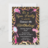 Gold glitter Spa Birthday party Invitations (Front)