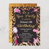 Gold glitter Spa Birthday party Invitations (Front/Back)