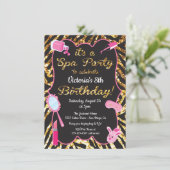 Gold glitter Spa Birthday party Invitations (Standing Front)