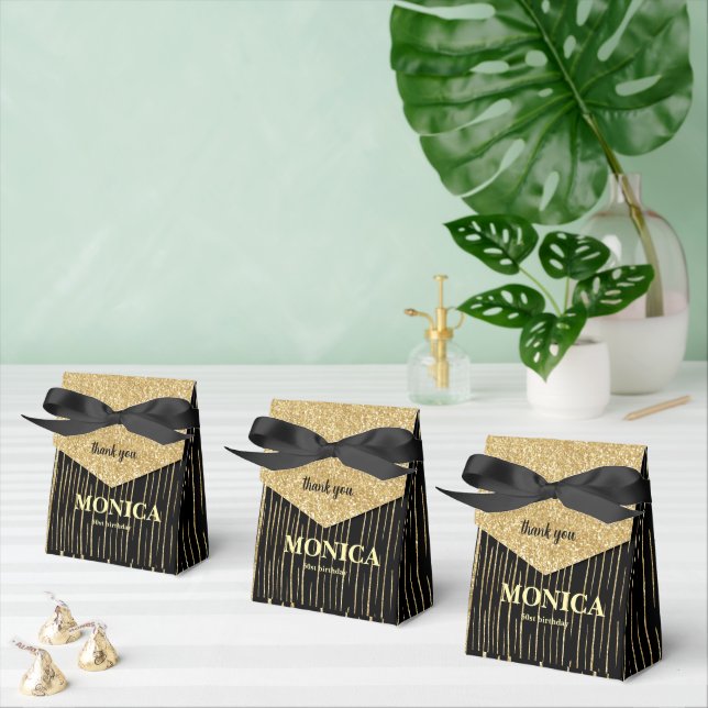Gold glitter sparkle birthday 90 custom  favor boxes (Multiple)