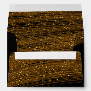 Gold Glitter Sparkle Black Invitation Envelope