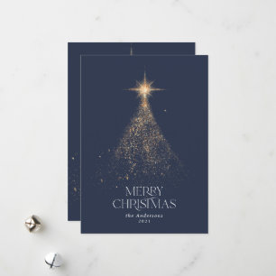 Gold glitter sparkle blue modern Christmas Holiday