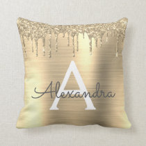 Gold Glitter Sparkle Brushed Metal Monogram Name Throw Pillow Gold Glitter Sparkle Brushed Metal Monogram Name Throw Pillow