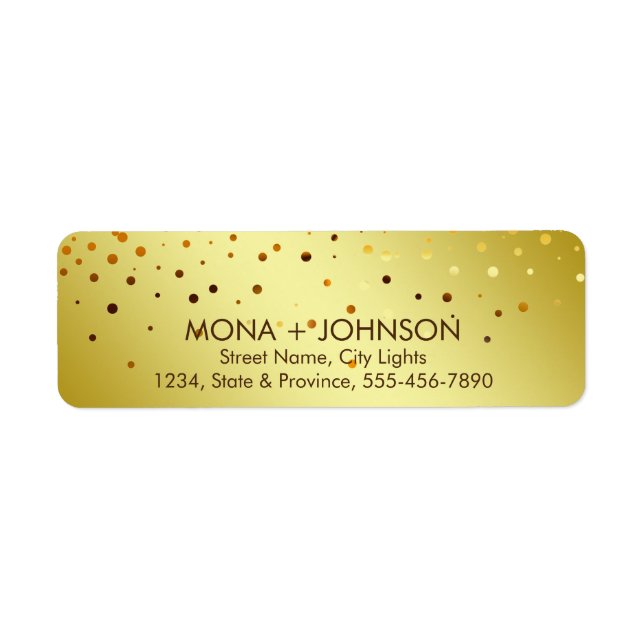Gold Glitter Sparkle Confetti Dots Label (Front)