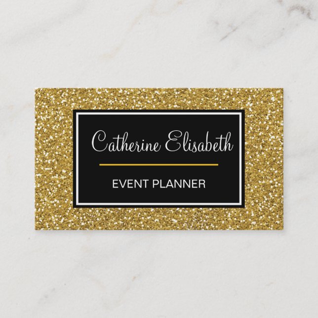 Gold Glitter, Sparkle, Double Sided Business Cards (Front)
