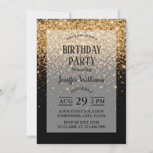 Gold Glitter Sparkle Elegant Luxury Texture Invitation