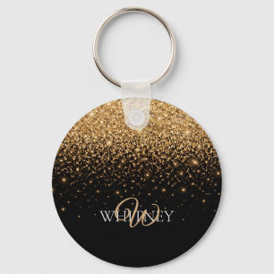 Gold Glitter Sparkle Elegant Luxury Texture Keychain