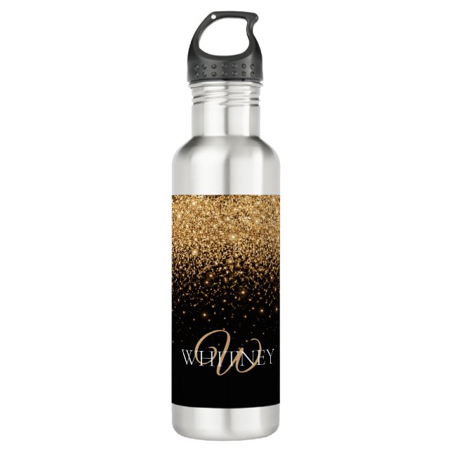 Gold Glitter Sparkle Elegant Luxury Texture        Stainless Steel Water Bottle (Front)