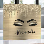 Gold Glitter Sparkle Eyelashes Monogram Name 3 Ring Binder<br><div class="desc">Gold Faux Foil Metallic Sparkle Glitter Brushed Metal Monogram Name and Initial Eyelashes (Lashes),  Eyelash Extensions and Eyes School or Planner Binder. The design makes the perfect sweet 16 birthday,  wedding,  bridal shower,  anniversary,  baby shower or bachelorette party gift for someone looking for a trendy cool style.</div>