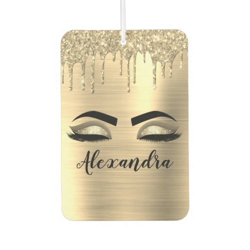 Gold Glitter Sparkle Eyelashes Monogram Name Air Freshener