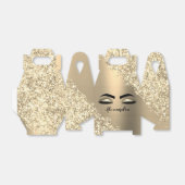 Gold Glitter Sparkle Eyelashes Monogram Name Favor Boxes (Unfolded)