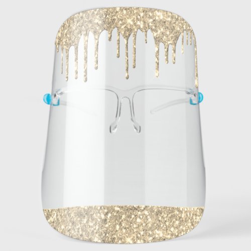 Gold Glitter Sparkle Glam Luxury Salon Face Shield