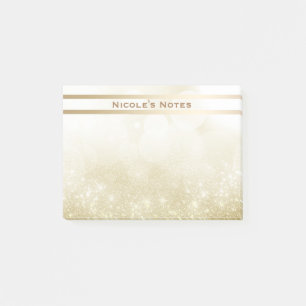 Gold Glitter Sparkle Glam Trendy Personalized Post-it Notes