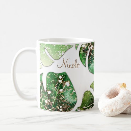 Gold Glitter Sparkle Glam Tropical Leaves Summer Coffee Mug