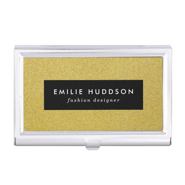 Gold Glitter, Sparkle, Glitter Background Business Card Case (Front)