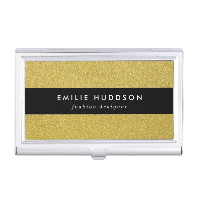 Gold Glitter, Sparkle, Glitter Background Business Card Case (Front)