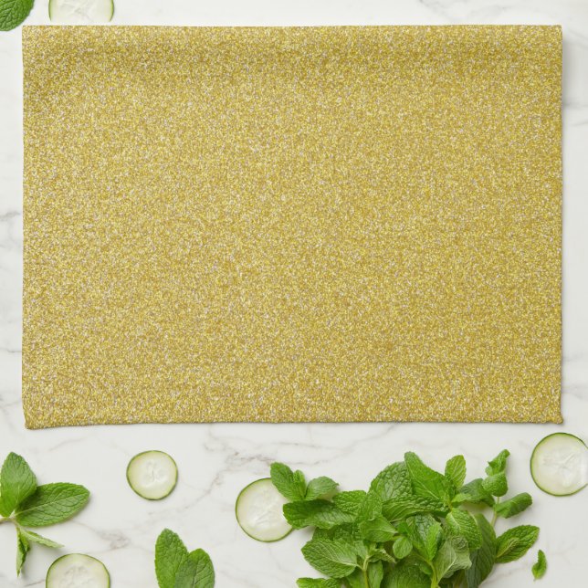 Gold Glitter, Sparkle, Glitter Background Kitchen Towel (Folded)
