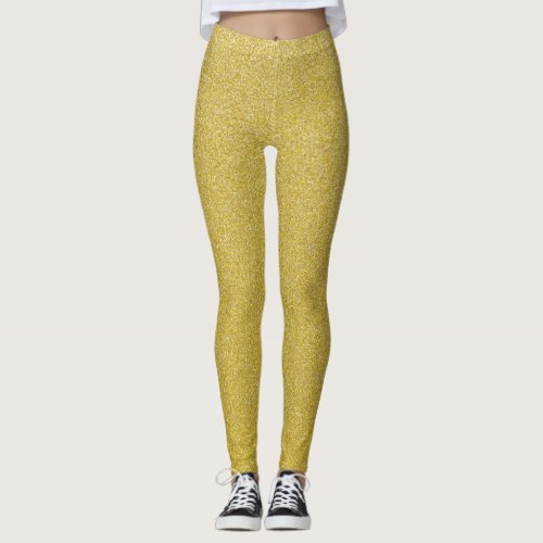 Gold Glitter Sparkle Glitter Background Leggings