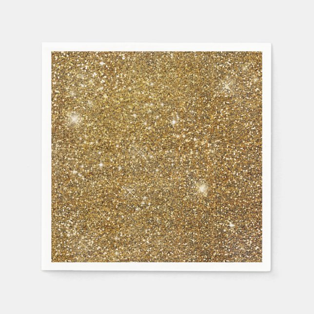 Gold Glitter Sparkle Glittery Sparkly Pretty Napkins (Front)