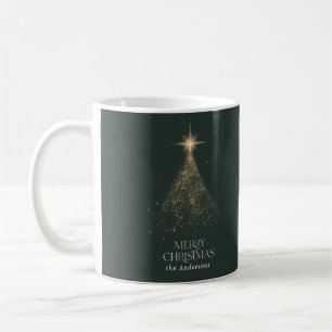 Gold glitter sparkle green modern Christmas photo Coffee Mug