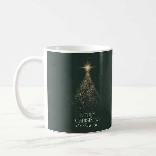 Gold glitter sparkle green modern Christmas photo Coffee Mug