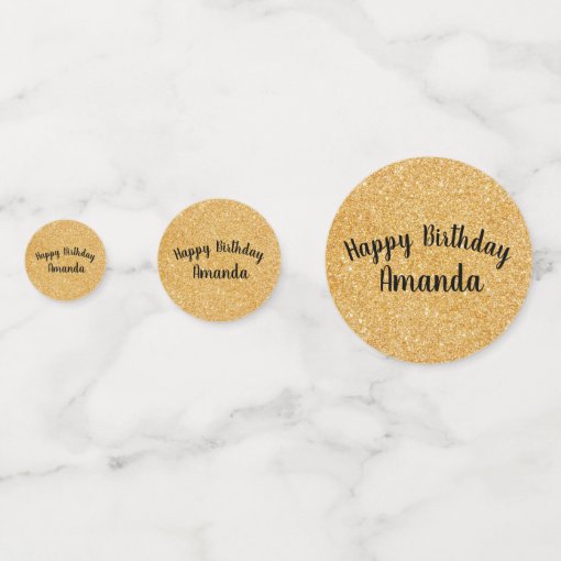 Gold Glitter Sparkle Happy Birthday Custom Confetti | Zazzle