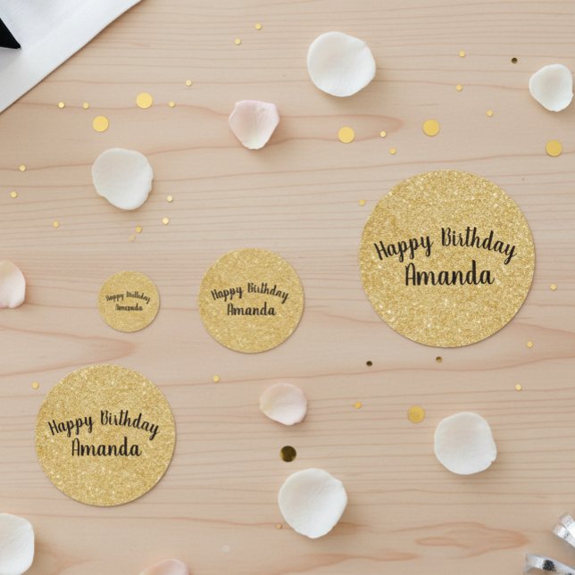 Gold Glitter Sparkle Happy Birthday Custom Confetti (Creator Uploaded)