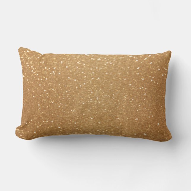 Gold Glitter Sparkle Lumbar Pillow (Front)